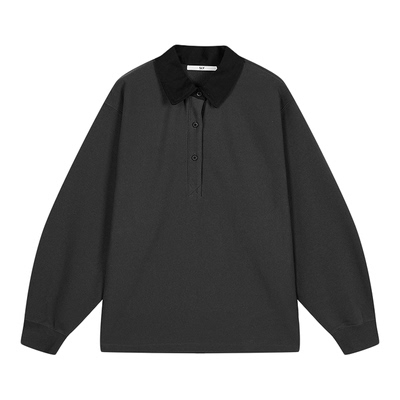 SLY 春季新品文艺学院风撞色polo领宽松卫衣女030IAY80-3381