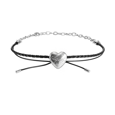 铜镀白k双层皮绳女锁骨链