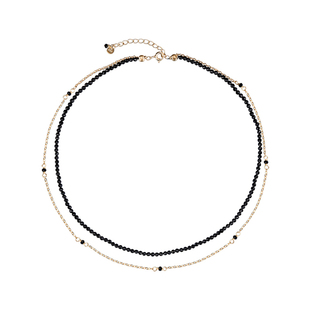 925纯银choker黑尖晶双层项链项圈脖子饰品韩版锁骨链女短款颈链