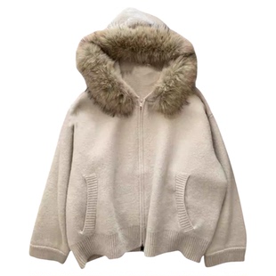 韩版设计感可拆卸毛领连帽开衫外套女2025冬新款时髦百搭显瘦上衣