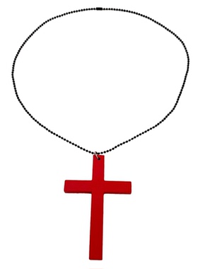 时尚夸张万圣节木质十字架毛衣链