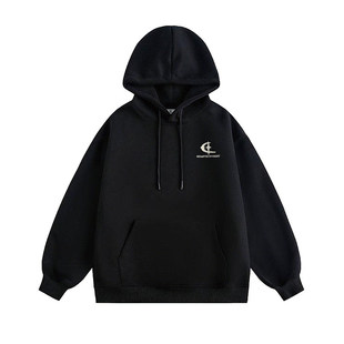 【秦霄贤同款】QUARTER IN NIGHT贴布绣基础款连帽卫衣帽衫美式
