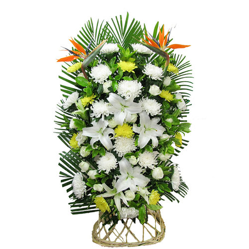 丧事花篮祭奠花圈追悼会黄白菊鲜花白事祭祀殡葬用品菊花北京同城