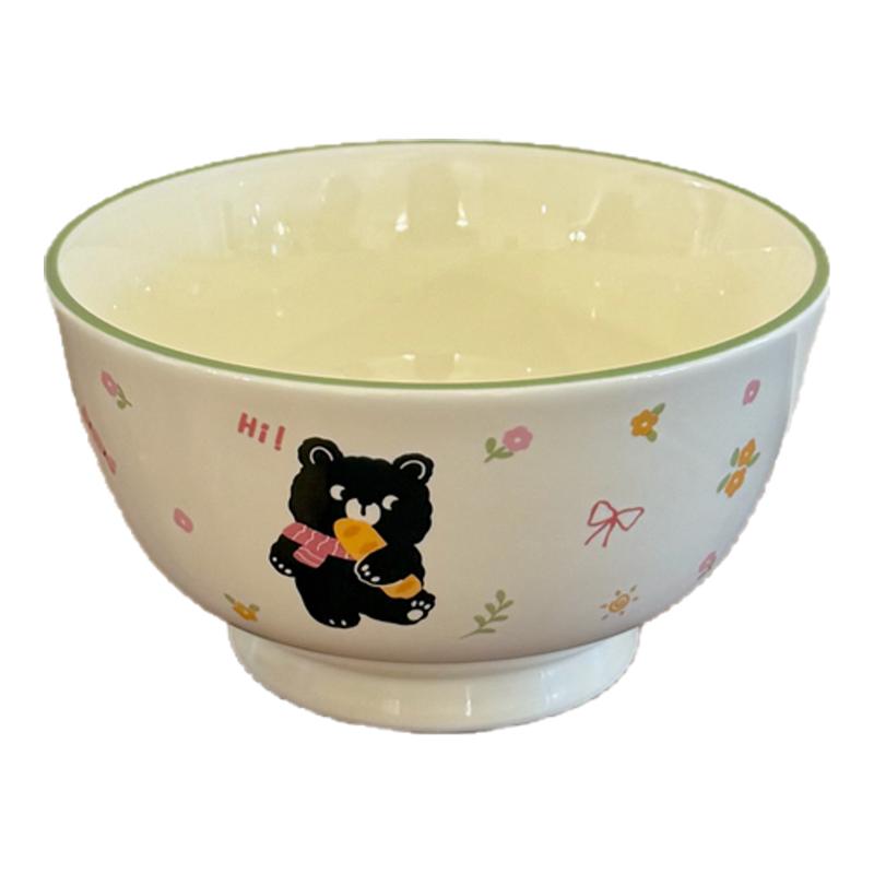 碎花小熊|ins陶瓷碗家用高颜值米饭碗沙拉碗甜品碗早餐碗家用汤碗