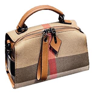 欧美时尚真皮小方包潮2025新款高档格子包牛皮格纹女包手提斜挎包