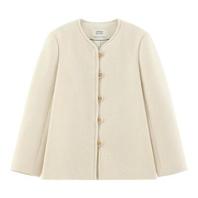 暗纹提花廓形小香毛呢外套