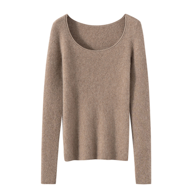 100%纯山羊绒大U领毛衣打底衫