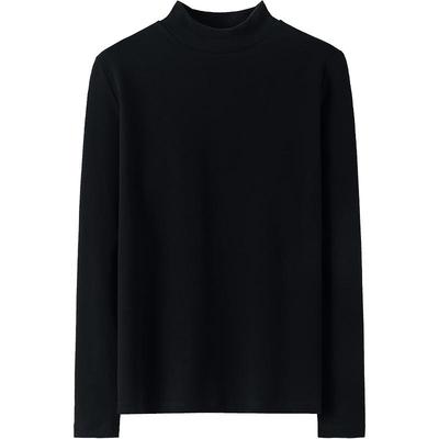 秋冬加厚中半高领近纯棉打底衫女