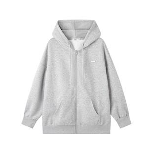 三福卫衣开衫2025新款秋季连帽情侣款外套宽松慵懒风灰色上衣女装