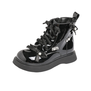 真皮女童靴子2025冬季新款小女孩洋气短靴中大童女宝宝加绒马丁靴