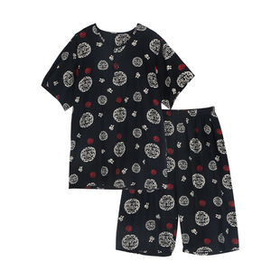 棉绸睡衣男夏季薄款加肥加大人造棉中老年短袖中裤宽松套装家居服