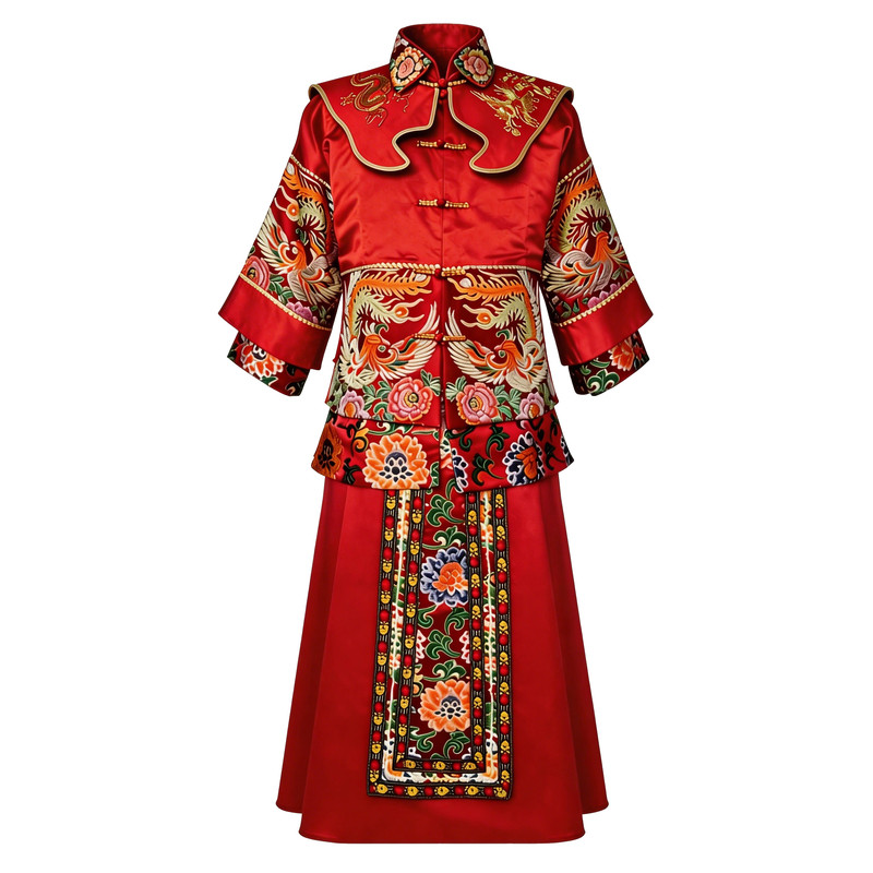 寿衣女全套真丝刺绣秀禾寿服裙装