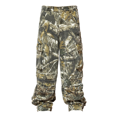 Human Voices树枝迷彩水洗金属镂空多口袋炮弹裤宽松Cargo长裤