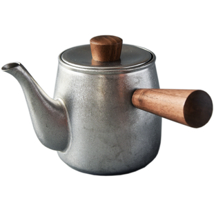 日本进口宫崎制作所小茶器单人壶复古不锈钢银色茶具滤网迷你茶壶