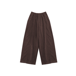 小矮个子145咖色毛呢阔腿裤女秋冬加绒加厚日系九分休闲直筒裤xxs