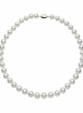 明星同款珍珠项链施家正圆极光澳白大溪地黑灰锁骨链s925纯银颈链