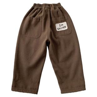 男童一体绒裤子冬季2025新款韩版儿童纯棉休闲裤中童洋气百搭长裤