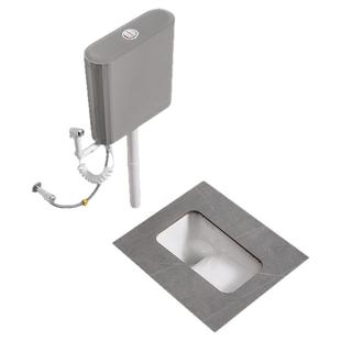 岩板蹲便器家用蹲坑式冲水箱整套装陶瓷便坑卫生间蹲厕便池灰色蹲