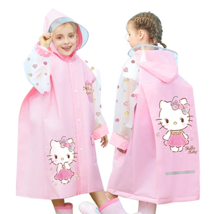 HELLO KITTY儿童雨衣女童大书包位幼儿园女孩小学生上学专用雨披