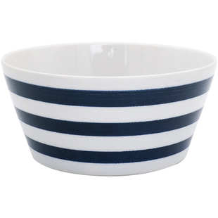 日本制MINORU北欧植物条纹平底饭碗沙拉酸奶麦片水果甜品汤碗小钵