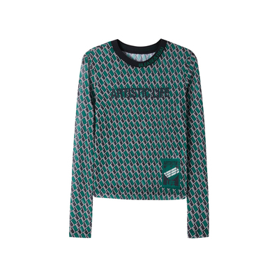 U/TI花版街头满版长袖T恤女装 百搭高弹修身休闲尤缇时尚春季新款