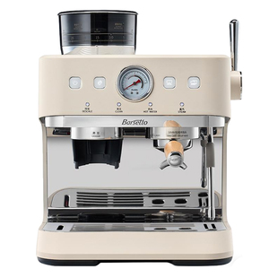Barsetto百胜图03咖啡机家商用意式萃取半自动平刀研磨一体咖啡机