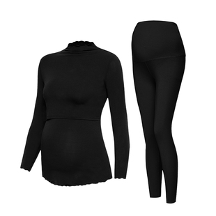 mamanstyle瑜伽哺乳衣秋冬加厚套装居家打底保暖产后喂奶月子服