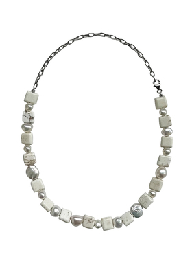 原创纯银原创异形天然淡水毛衣链