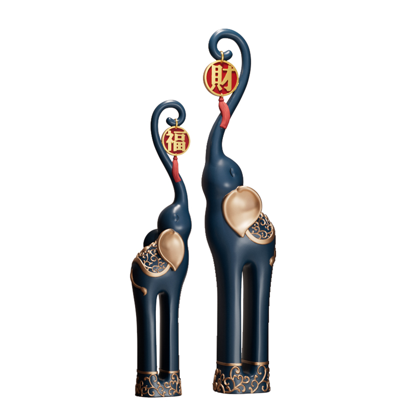 大象擺件一對客廳招財(cái)玄關(guān)電視柜酒柜裝飾品搬家禮物喬遷新居禮品