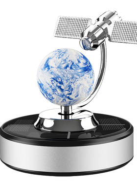太空卫星太阳能车载香薰摆件自动旋转科技感星球汽车装饰品新款