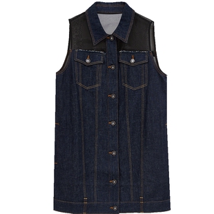 ONLY夏季个性拼接透纱立体剪裁无袖裙子直筒牛仔短裙连衣裙女