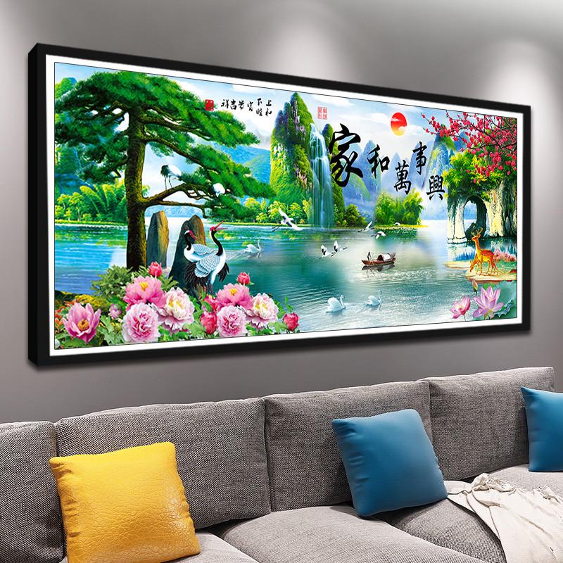 弘皓钻石画满钻新版 客厅风景装点 新中式风格 多尺寸可选