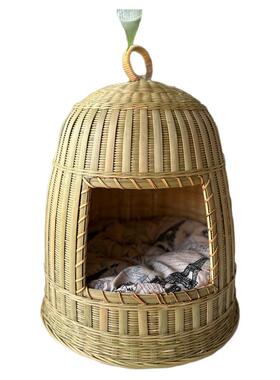 手工竹编猫窝四季通用宠物凉窝猫屋封闭式猫窝
