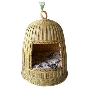 手工竹编猫窝四季通用宠物凉窝猫屋封闭式猫窝