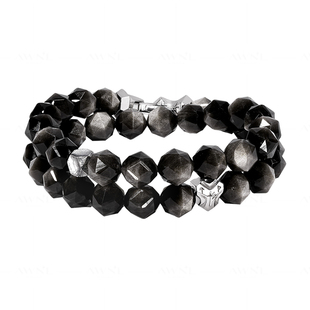 AWNL北欧M陨石立体星阵符文手链男款小众银曜石生日礼物送男友