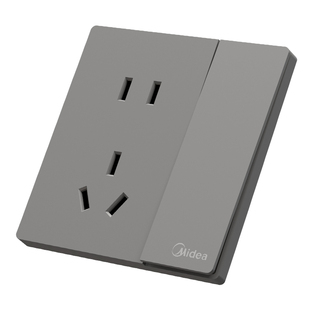 美的86型插座面板电灯开关家用单开一开单双控双联三四位床头五孔