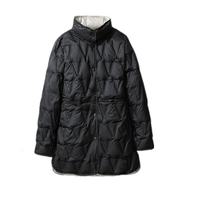 两面穿轻薄羽绒服女中长款双面穿200斤中老年妈妈胖mm加肥加大码