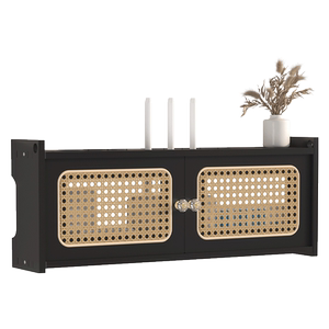 wifi电视机顶盒路由器收纳盒实木挂墙壁挂式电视柜插座遮挡置物架