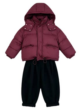 JIUMI儿童黑金羽丝绒丝服连帽