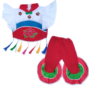 儿童开门红喜庆演出服民族秧歌服手绢中国娃娃舞蹈剪窗花表演服女