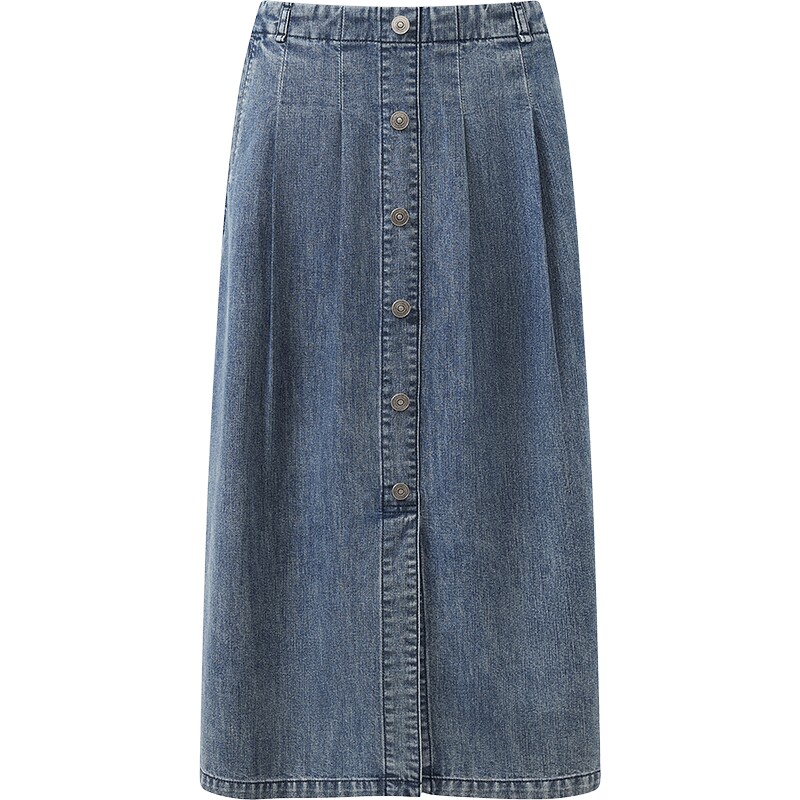 【商场同款】播26夏新品H型牛仔裙女开衩时髦半身裙女BDT7BD3018