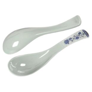 A5密胺汤勺塑料勺子青花仿瓷长柄勺拉面汤勺汤匙调羹短勺商用餐具