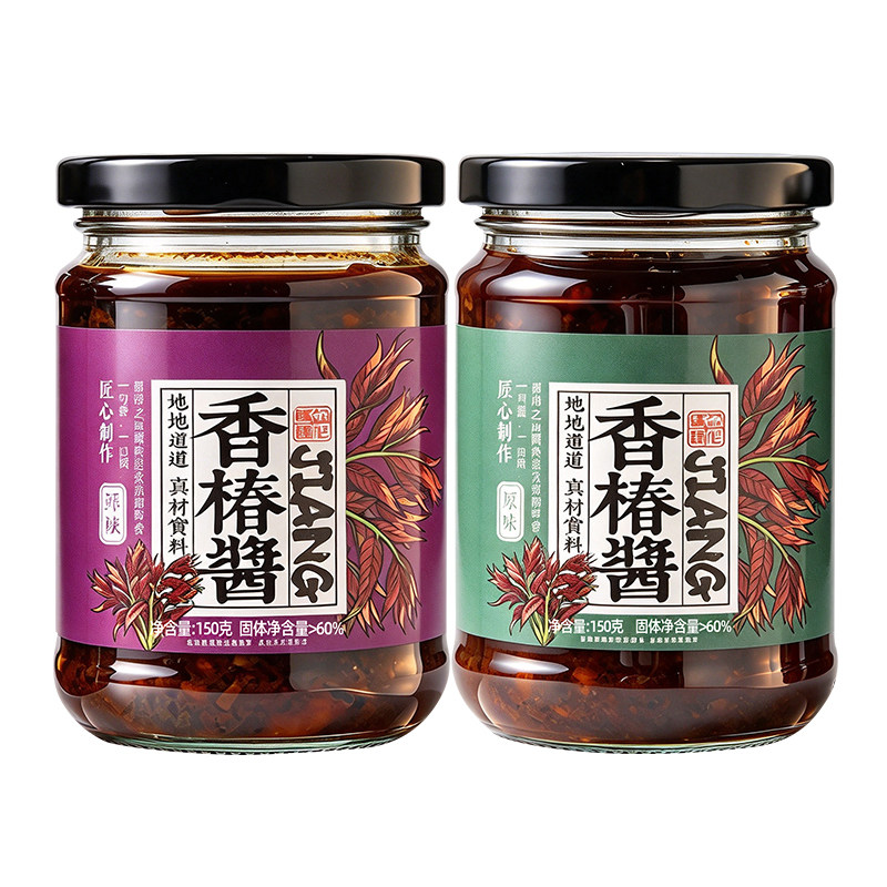 香椿酱正宗新鲜嫩芽原味香辣味香椿芽酱炒菜拌饭拌面下饭菜瓶装吃