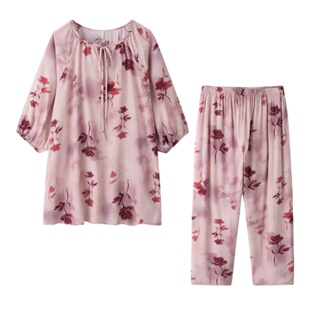 防凸点人造棉绸宽松加大码睡衣女款高级感春秋季胖MM200斤家居服