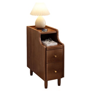 实木沙发边几侧边柜小户型卧室家用窄边床头置物架带抽屉收纳柜子