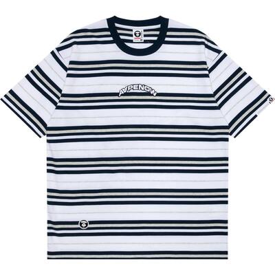 Aape刺绣休闲条纹潮流短袖T恤