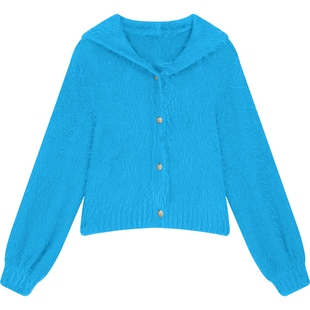 妖精的口袋仿貂毛兔耳朵针织开衫女2025年冬新款新年战袍毛衣红色