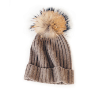 AiurtRuu*意式纯羊绒针织包头帽 狐狸毛球便帽冷帽子休闲运动皮草