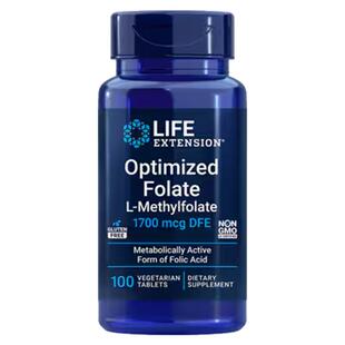 美国LifeExtension活性叶酸片1700mcg五甲基四氢Optimized Folate