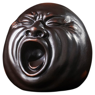 紫砂哈欠小人茶宠摆件